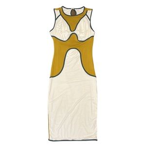 Nuvula Mustard Bamboo Soft Open Back Bodycon Dress Size Extra Small XS